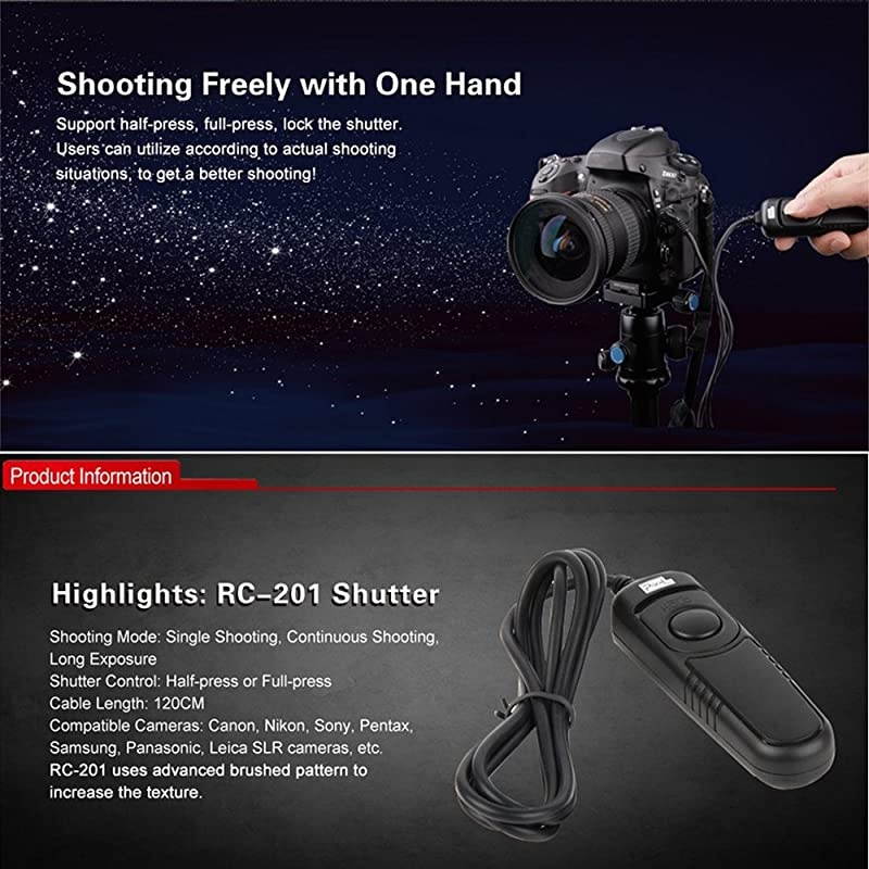 Remote Shutter Cable E3 for Canon Pentax Samsung Contax Sigma Hassleblad Cameras with Pholsy Screen Cleaning Cloth Replaces Canon RS60E3