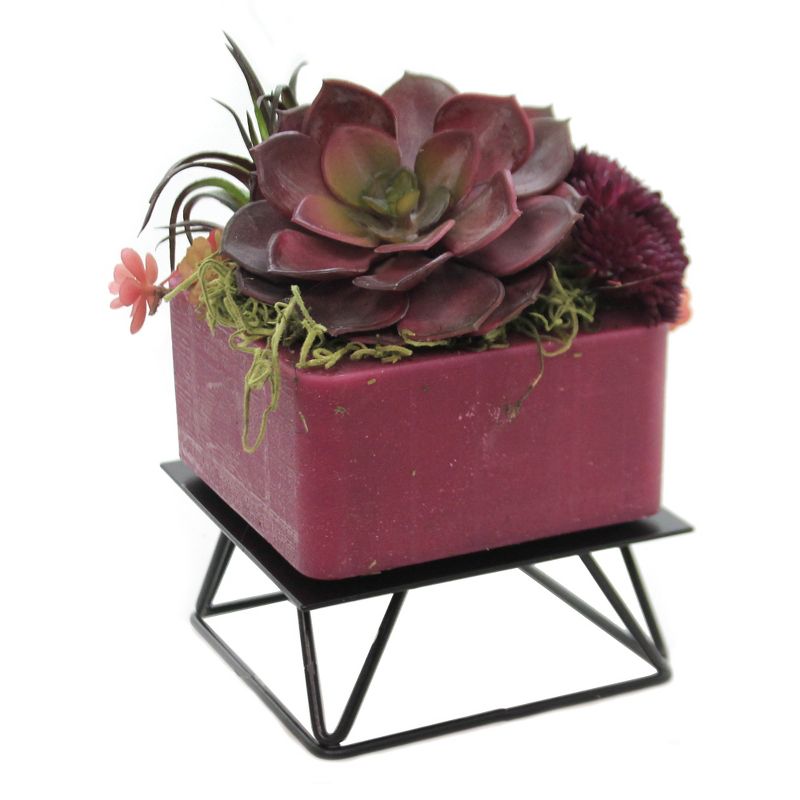 Habersham Candles 6.25" Magneta Glow Geo W/Stand Flameless  -  Flameless Candles