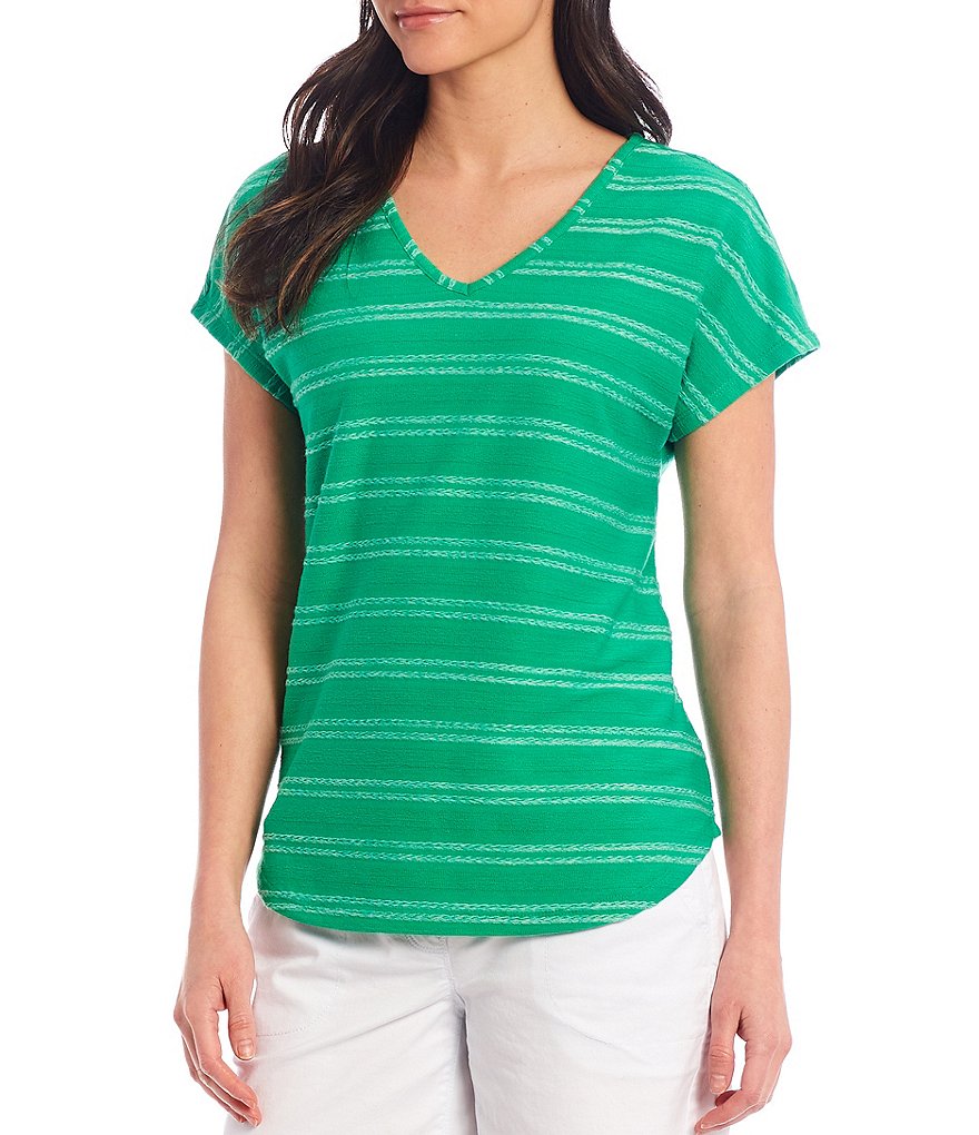 Westbound Short Sleeve Textured V-Neck Top