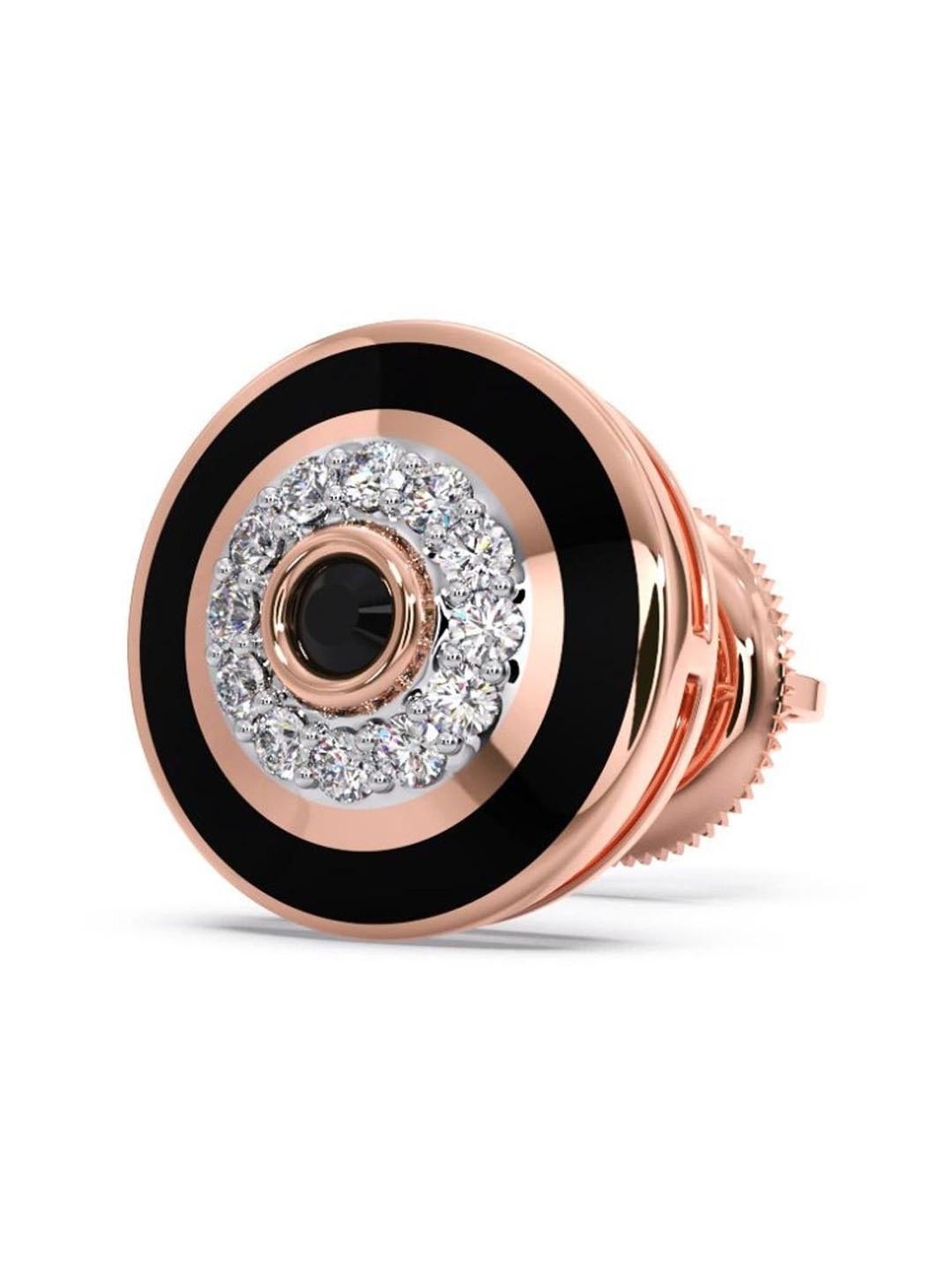 Candere by Kalyan Jewellers 18k Gold Diamond Single Ear Stud Earring Black Onyx Collection for Men