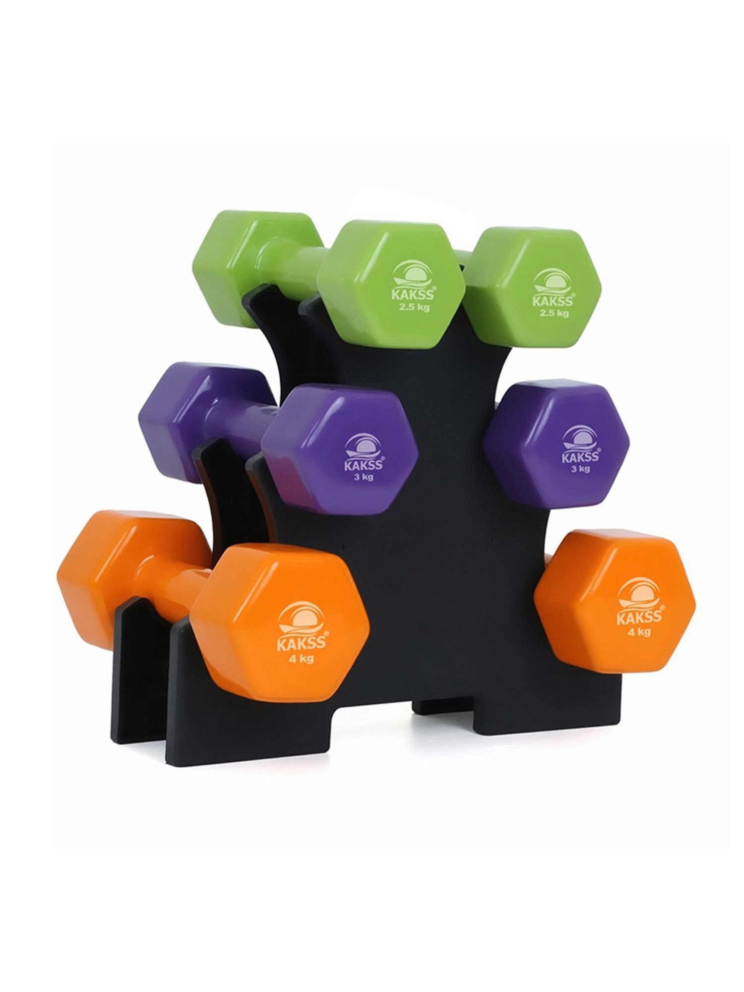 KAKSS Cast Iron Vinyl Coated Dumbbells (Multicolor) Size - 19KG