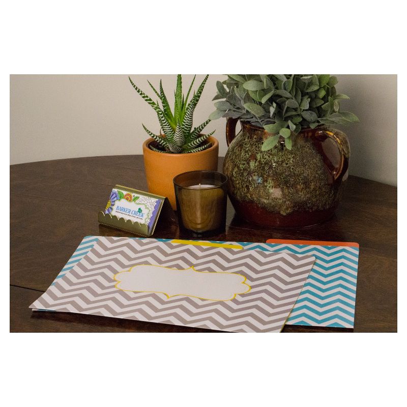 Barker Creek 12 Letter-Size File Folders & 30 Adhesive Pockets Set - Chevron Beautiful