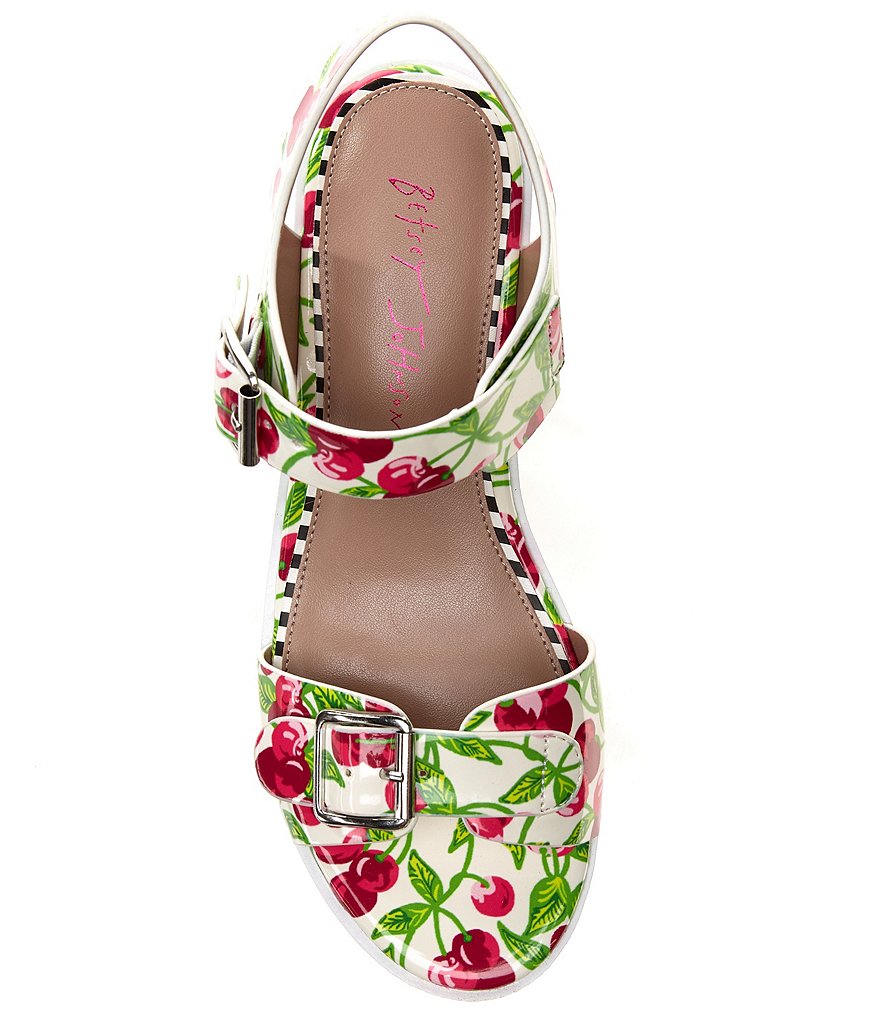 Betsey Johnson Chasse Cherry Print Platform Dress Sandals