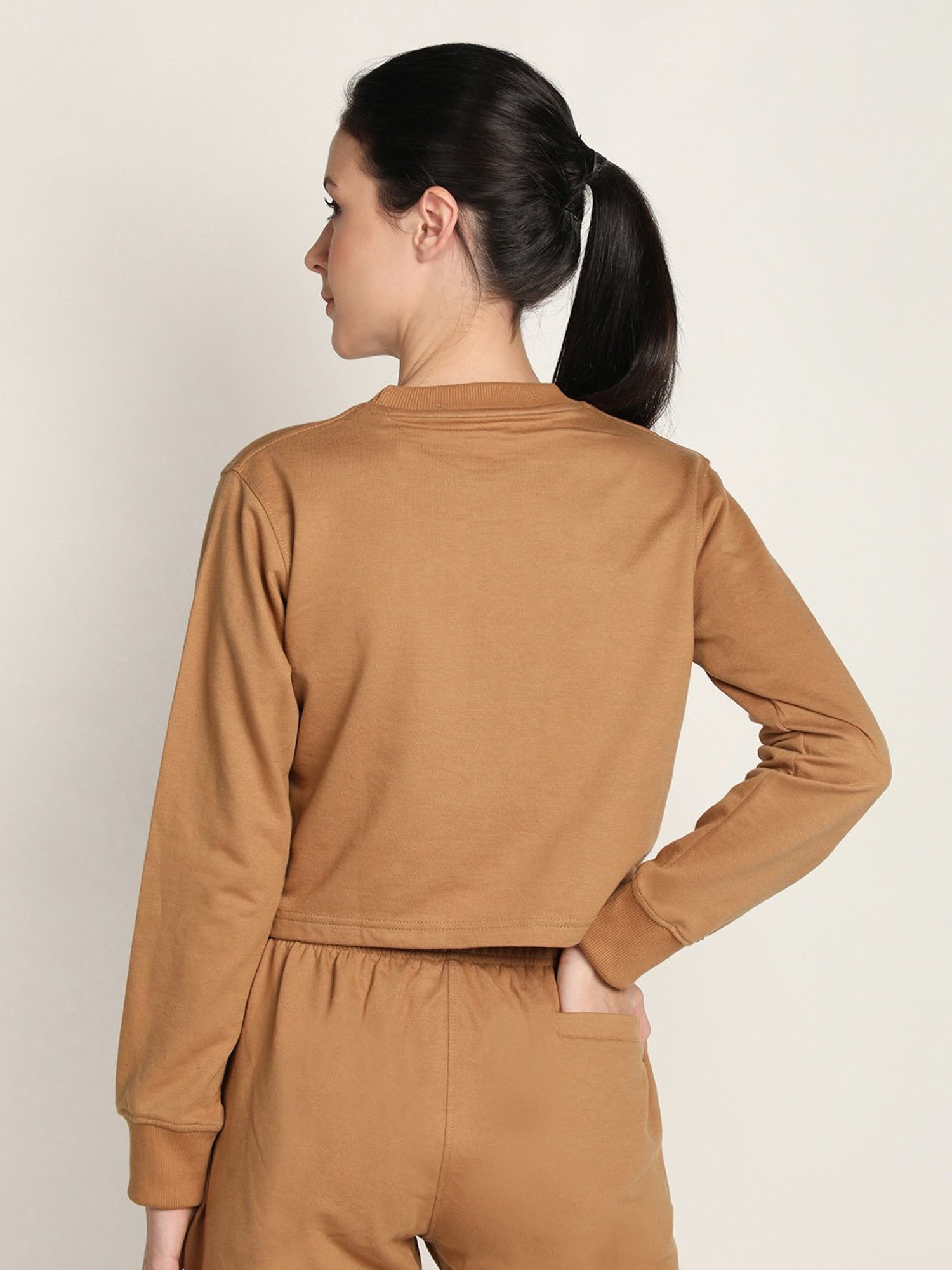 Chkokko Light Brown Round Neck T-Shirt