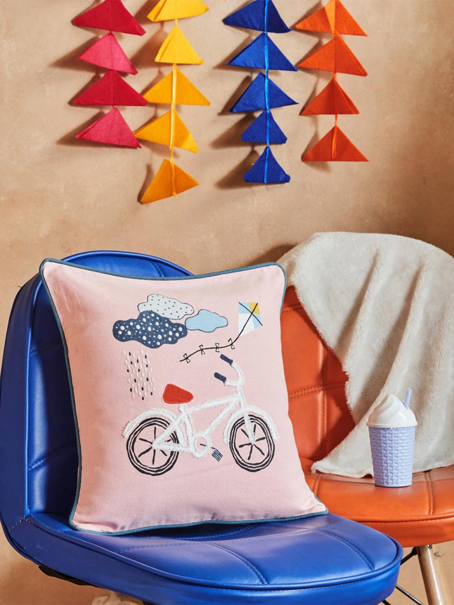 Fabindia Home Bon Voyage Multicolor Cotton Cushion Cover