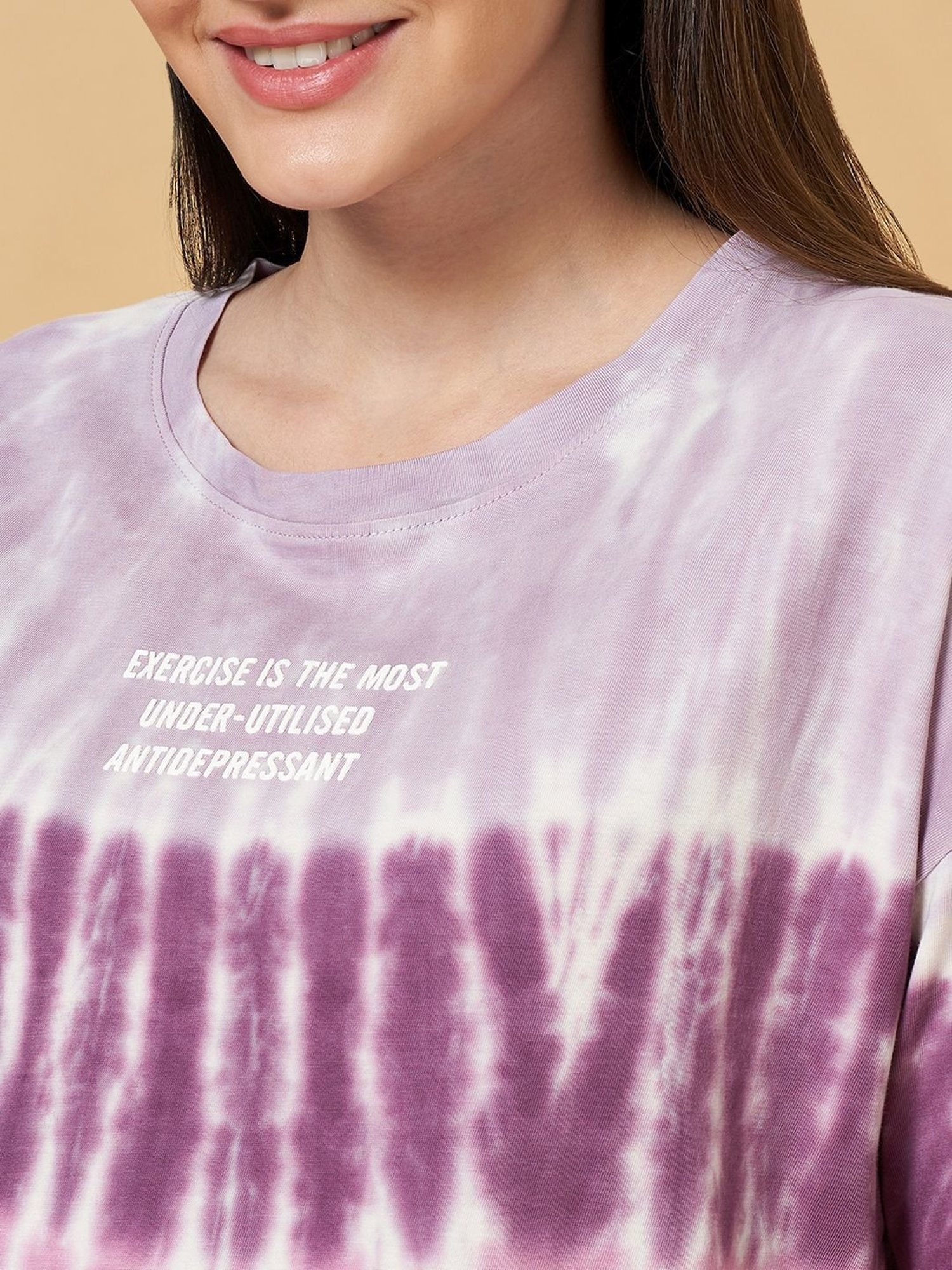 Ajile by Pantaloons Purple Cotton Tie & Dye Sports T-Shirt