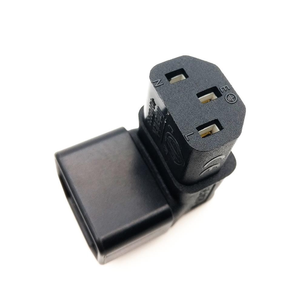 Right Angled IEC Convert Adapter, Down Angled IEC 320 C14 to C13 for TV Wall C13 TO C14