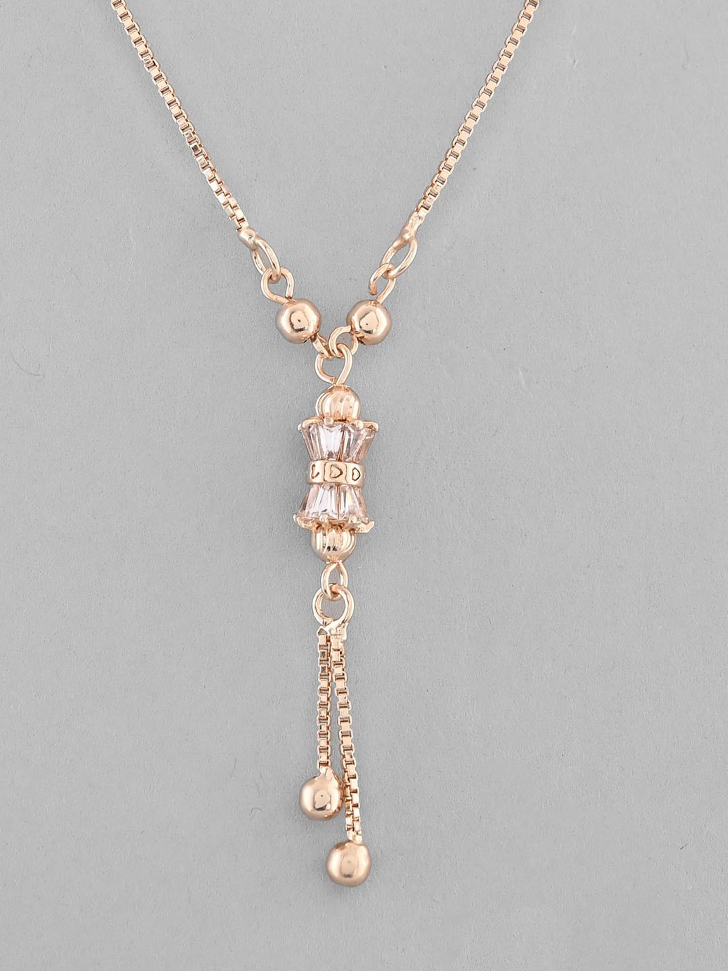 VOJ Rose Gold Plated Ad Stone Studded Chain