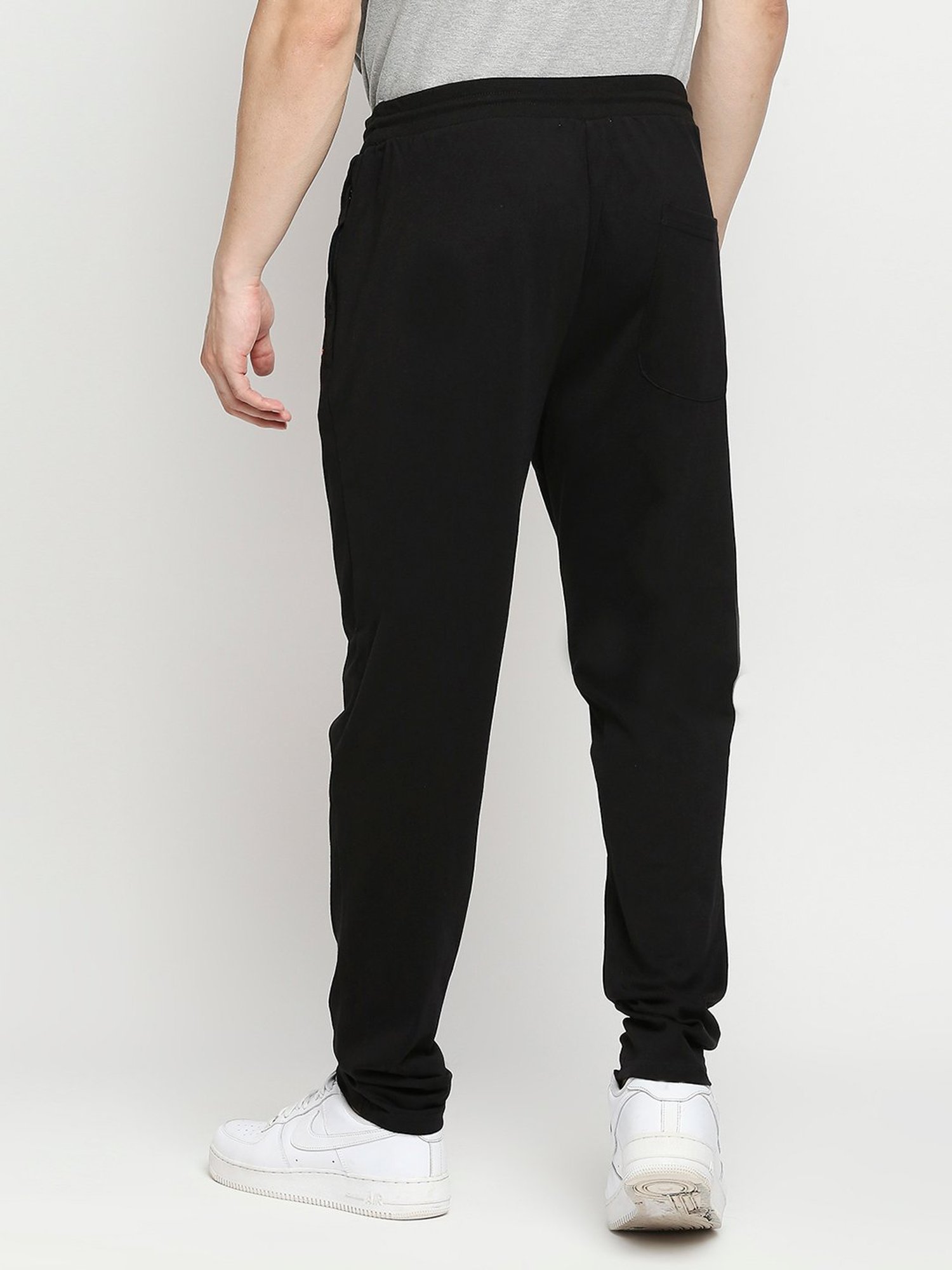 UnderJeans by Spykar Black Cotton Regular Fit Trackpants