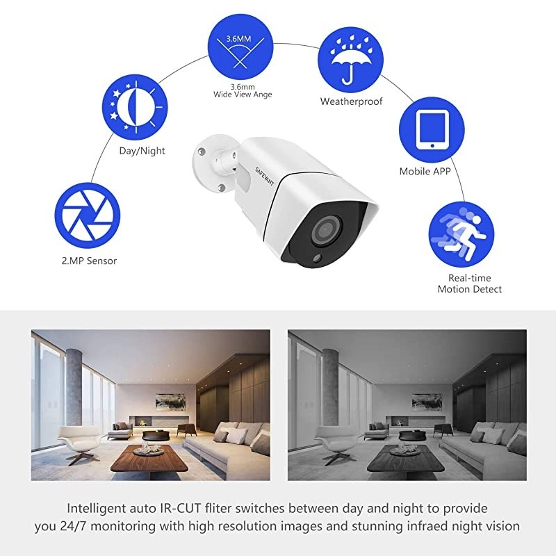 POE Security Camera System with 1TB Hard Drive, 8 Channel IP NVR Systems 4pcs Full hd 1080p Indoor Outdoor Home Surveillance Cameras with Night Vision Motion Detection,Power Over Ethernet