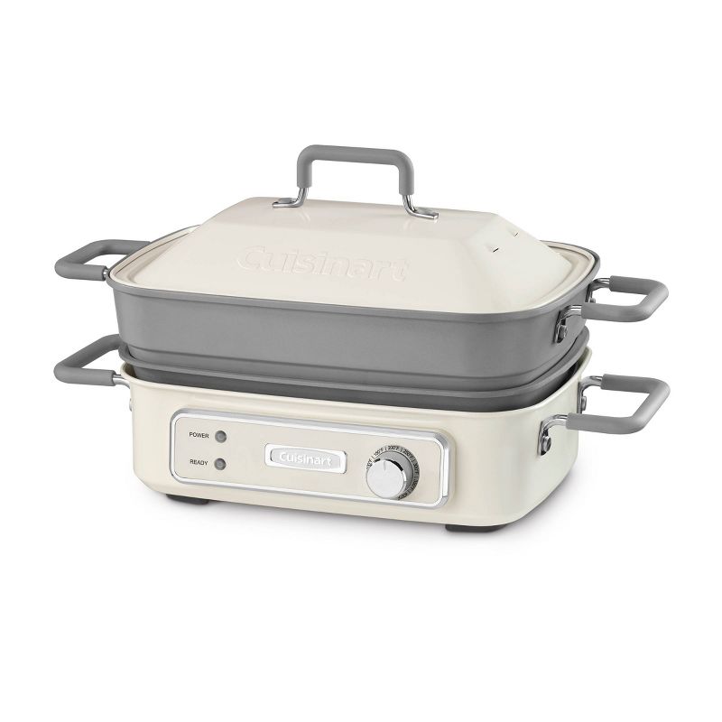 Cuisinart STACK5 Multifunctional Grill Slow Cook  Bake Saute and Steam - Cream and Gray - GR-M3