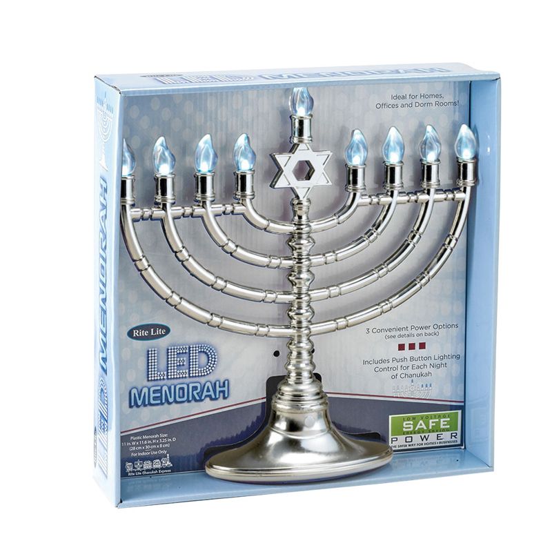 Rite Lite 11.5" Traditional Style LED Electric Hanukkah Menorah - Silver