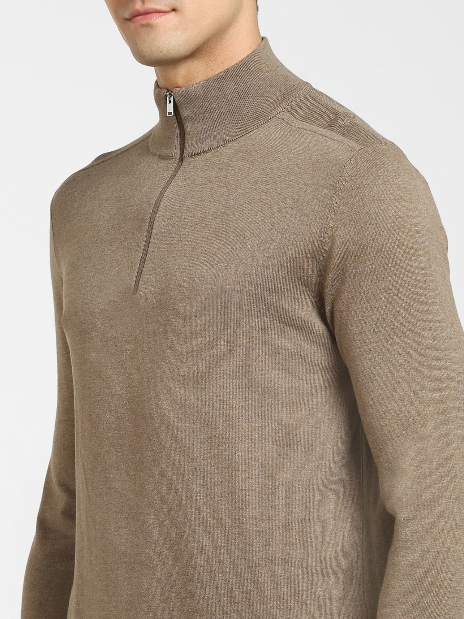 SELECTED HOMME Teak Cotton Regular Fit Sweater