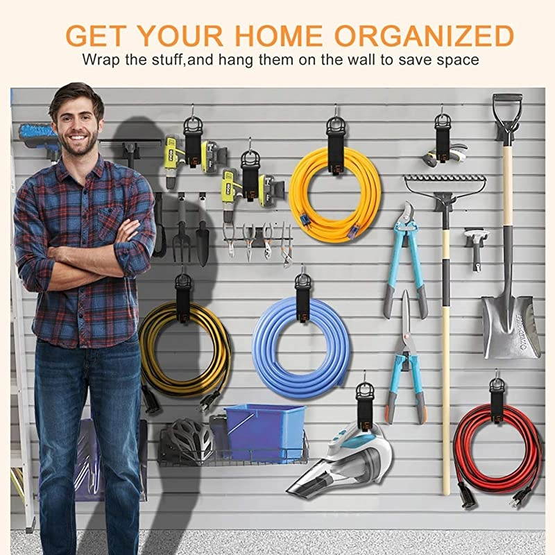Extension Cord Organizer8 PackHeavyDuty Hoop and Loop Storage Straps for HosesCablesRopesCords Hanger and More for GarageHomeShopRVBoat and Camping Organization