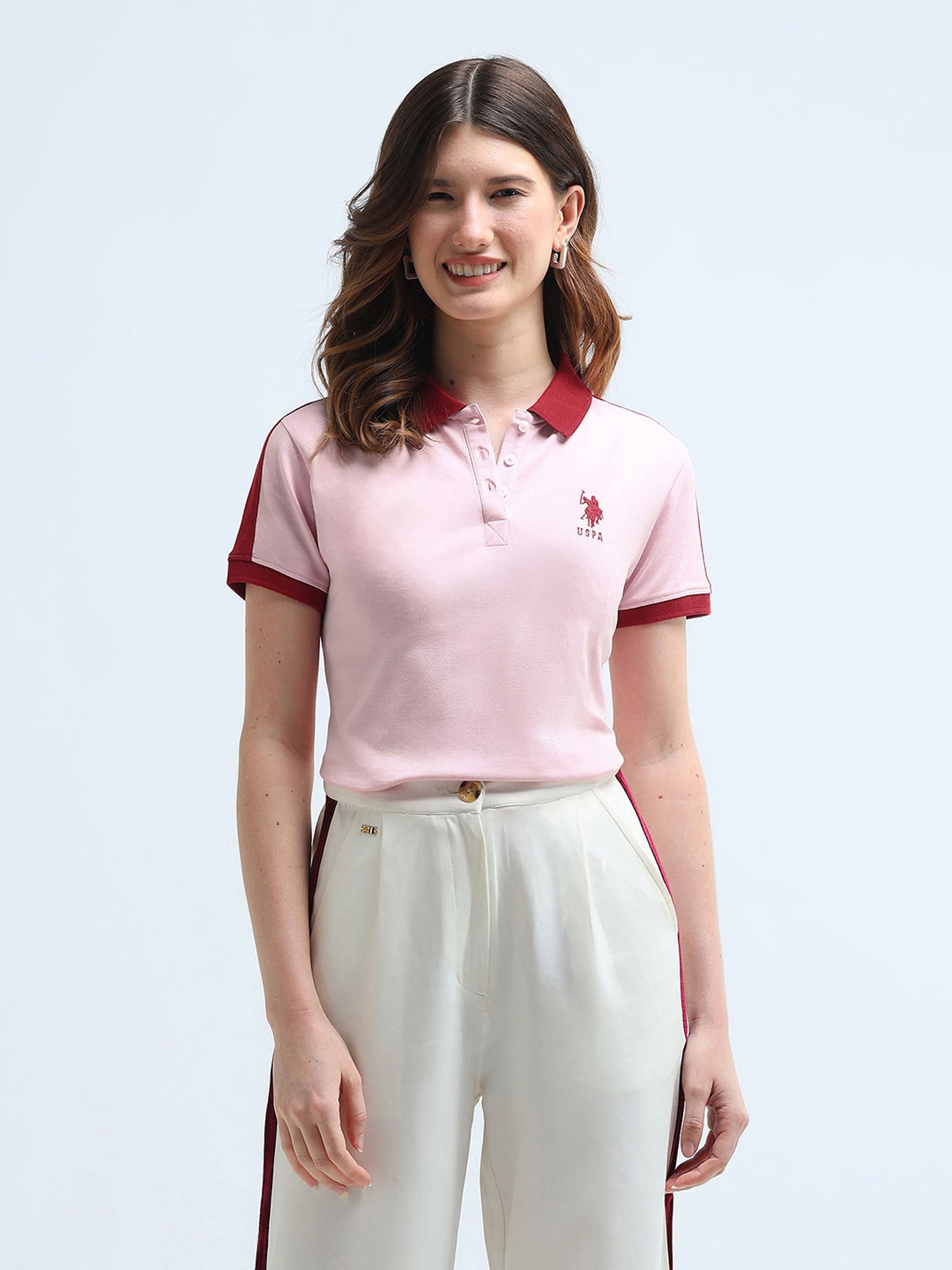 U.S. Polo Assn. Pink Logo Print Polo T-Shirt