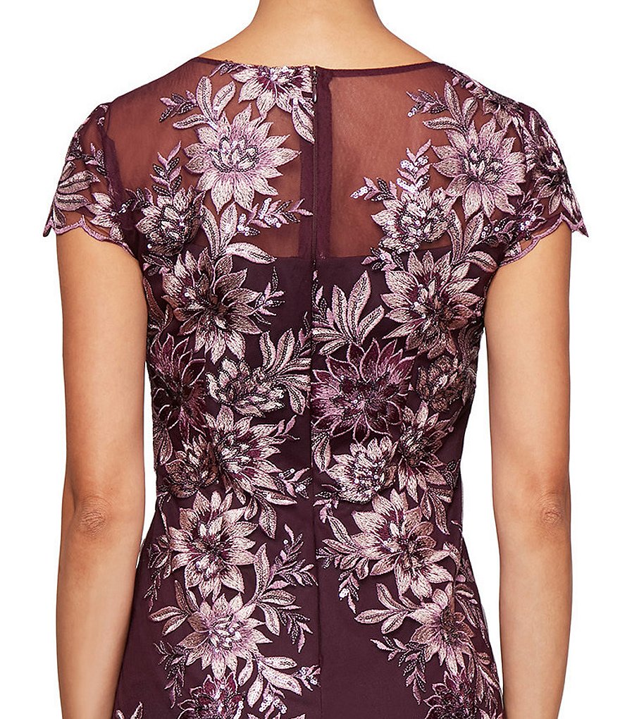 Alex Evenings Stretch Velvet Long Sleeve Ruched Beaded Accent Collar Boat Neck Blouse