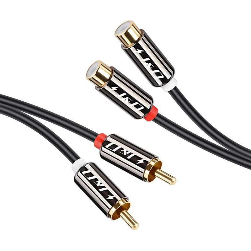 to Cable JampD GoldPlated Copper Shell Heavy Duty 2 RCA Male to 2 RCA Female Stereo Audio Extension Cable RCA Cable 9 Feet
