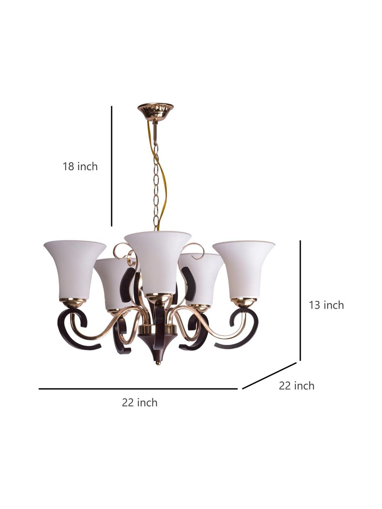 Fos Lighting Antique Brass Finish Allure 5 Light Chandelier - Set of 1