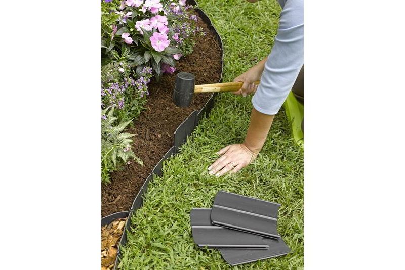 Easy No- Dig, Pound-In, Interlocking Landscaping Edging Kit 12" Tall, 20' Long - Gardener's Supply Company