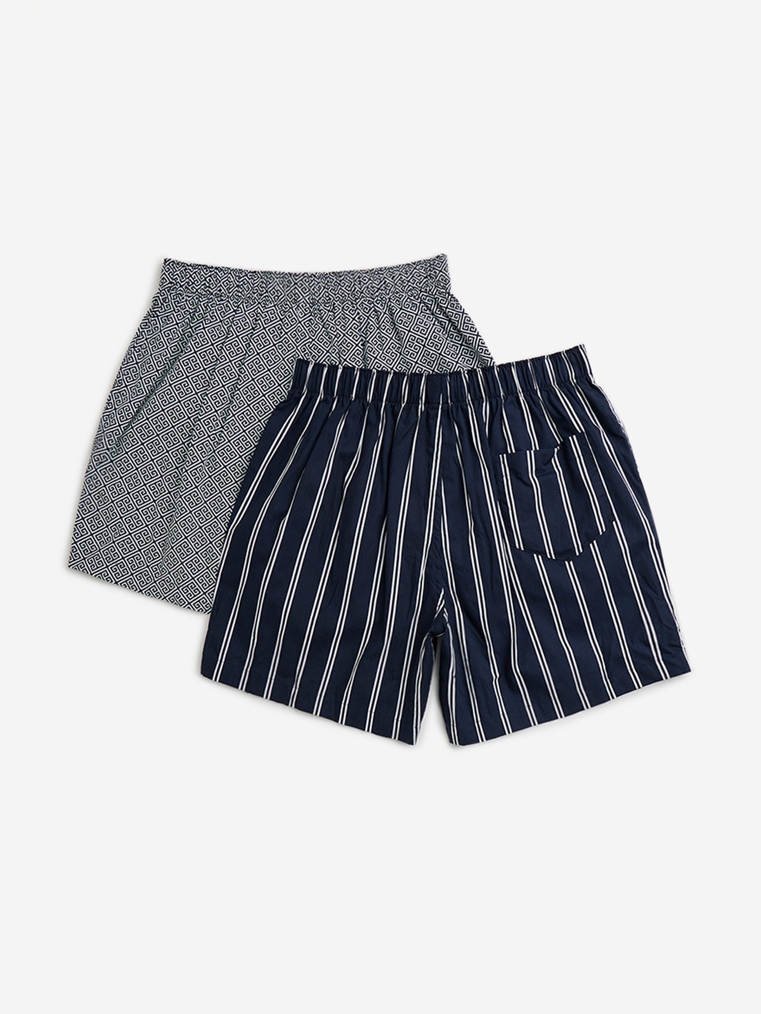 WES Lounge by Westside Navy Relaxed-Fit Cotton Boxers - Pack of 2