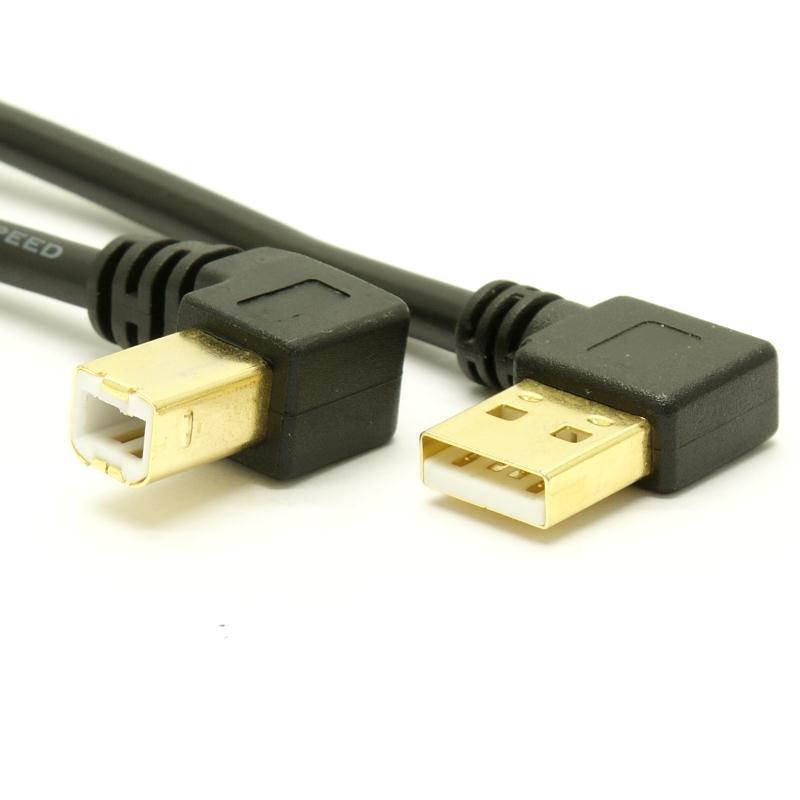 2pcs Right Angled 90 degree USB 2.0 A Male to B Male scanner Printer cable 50cm