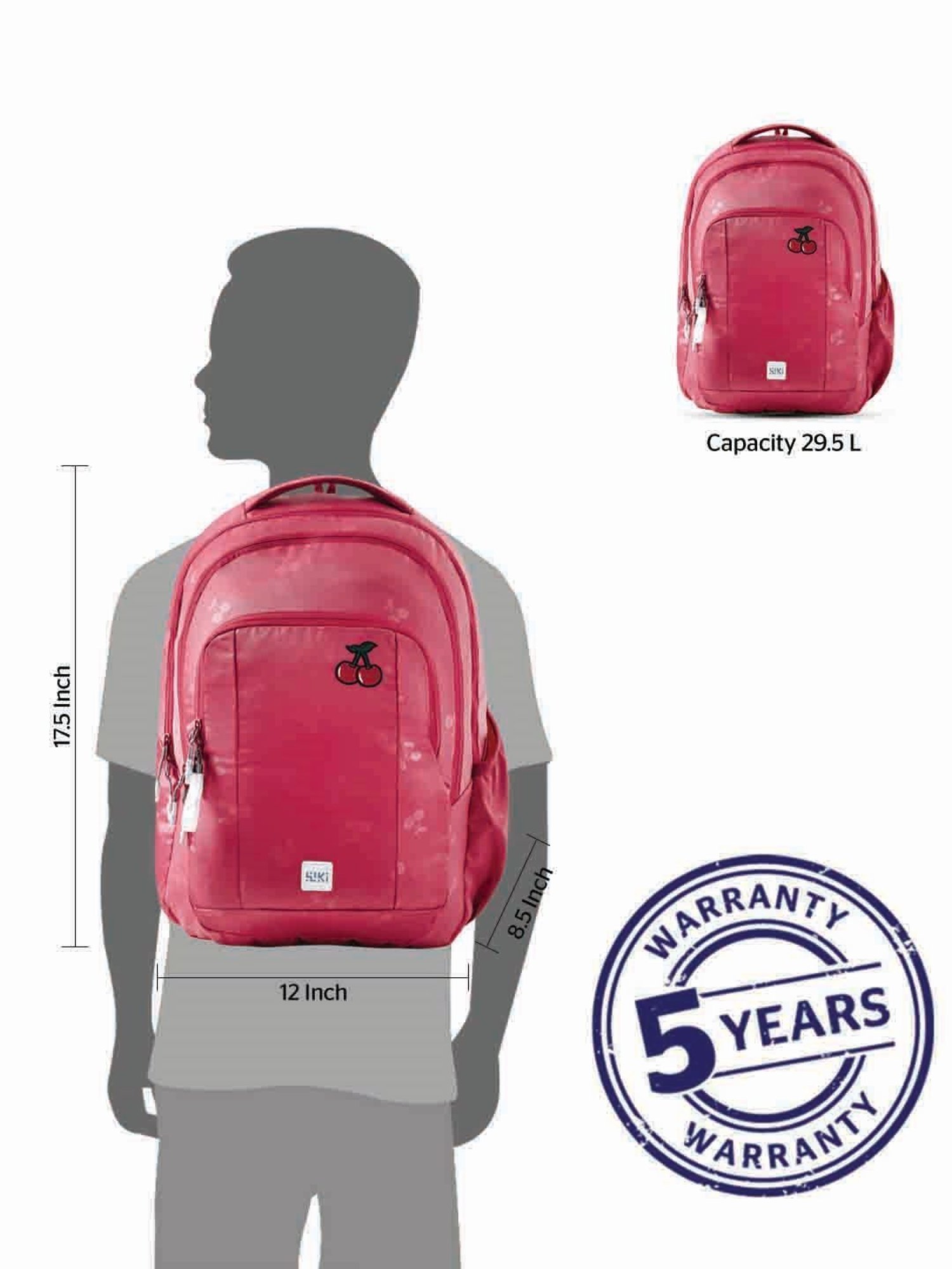 Wiki Back to School 2 Red Polyester Printed Backpack - 30 Ltrs