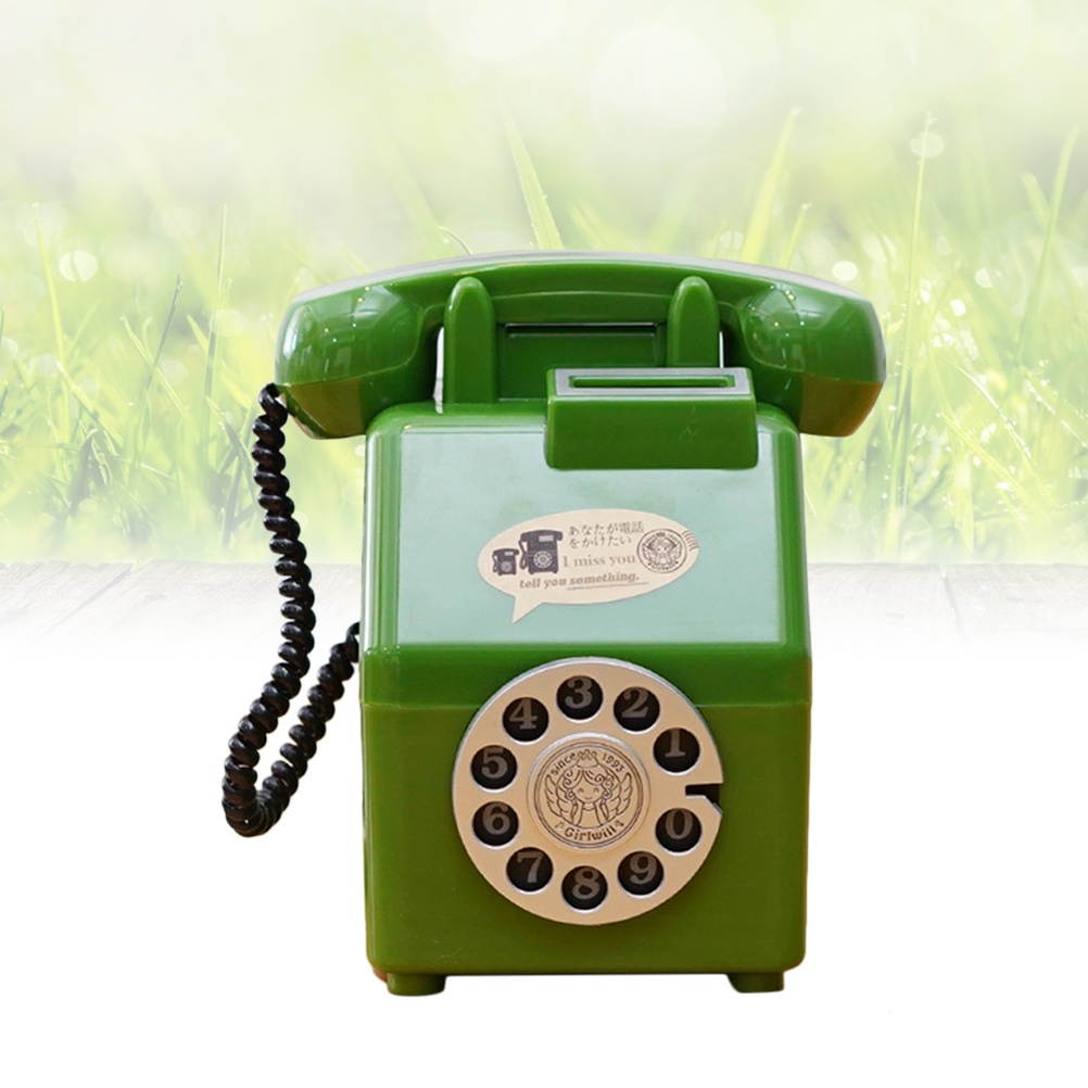 Cute Retro Phone Piggy Bank Vintage Cartoon Money Box Creative Children's Gift Home Beauty Decoration Safe Box(Red)