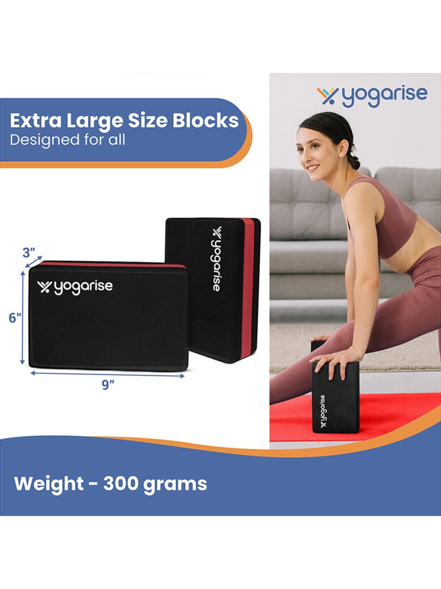 Yogarise Yoga Blocks for Yoga Practice (Red)