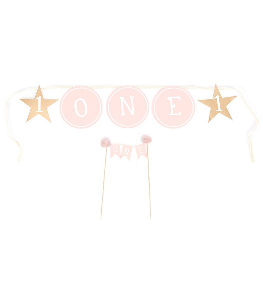 Mud Pie Baby Girls 1st Birthday Cake Topper & Banner