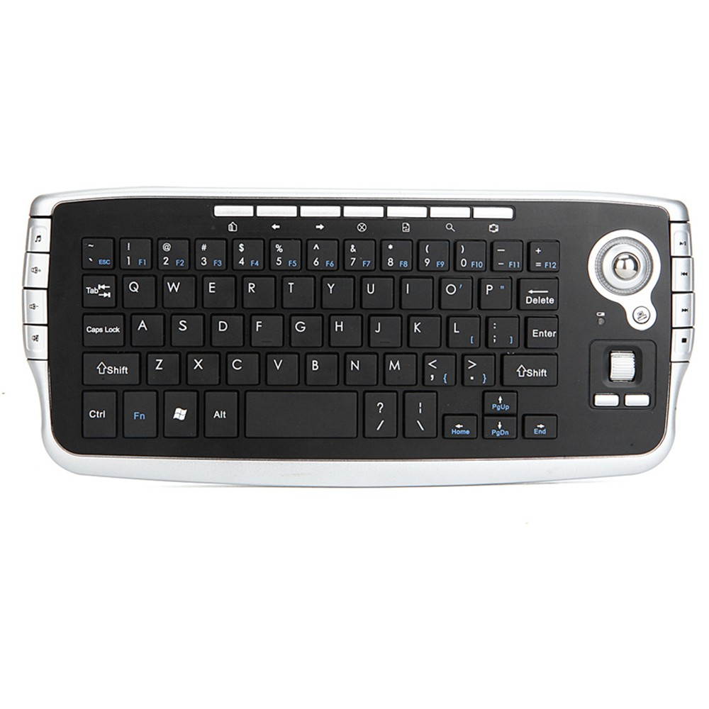 E30 2.4GHz Wireless QWERTY Keyboard with Trackball Mouse Silver