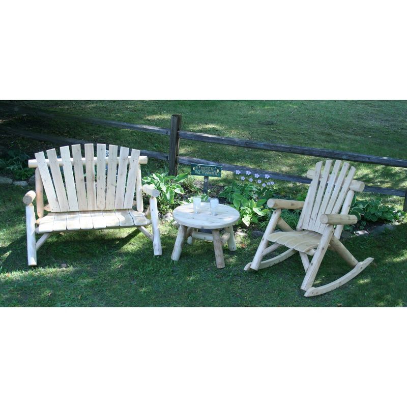 Lakeland Mills 25 Inch White Cedar Tree Log Wood Round Outdoor Patio Coffee Table, Natural