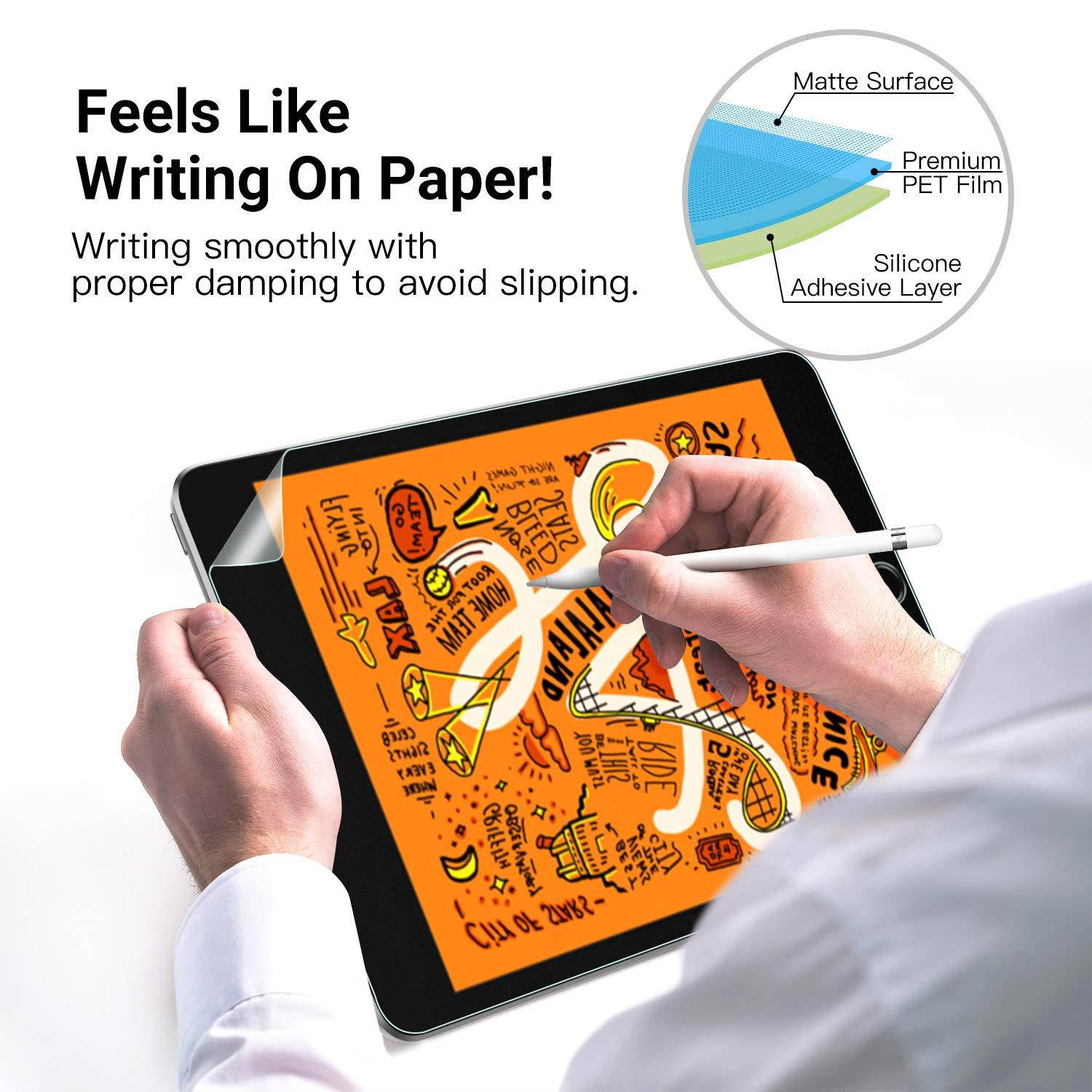 MoKo Compatible with iPad Mini 5 Paper-Like Screen Protector, [Paper-Like Film Writing] Anti-Glare Premium PET Film for New iPad Mini (5th Generation) 7.9" 2019 Tablet - Matte