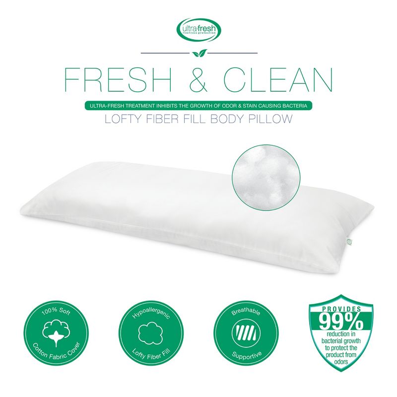 BioPEDIC Fresh and Clean SofLOFT Fiber Body Pillow with Antimicrobial Ultra-Fresh Treated Fabric