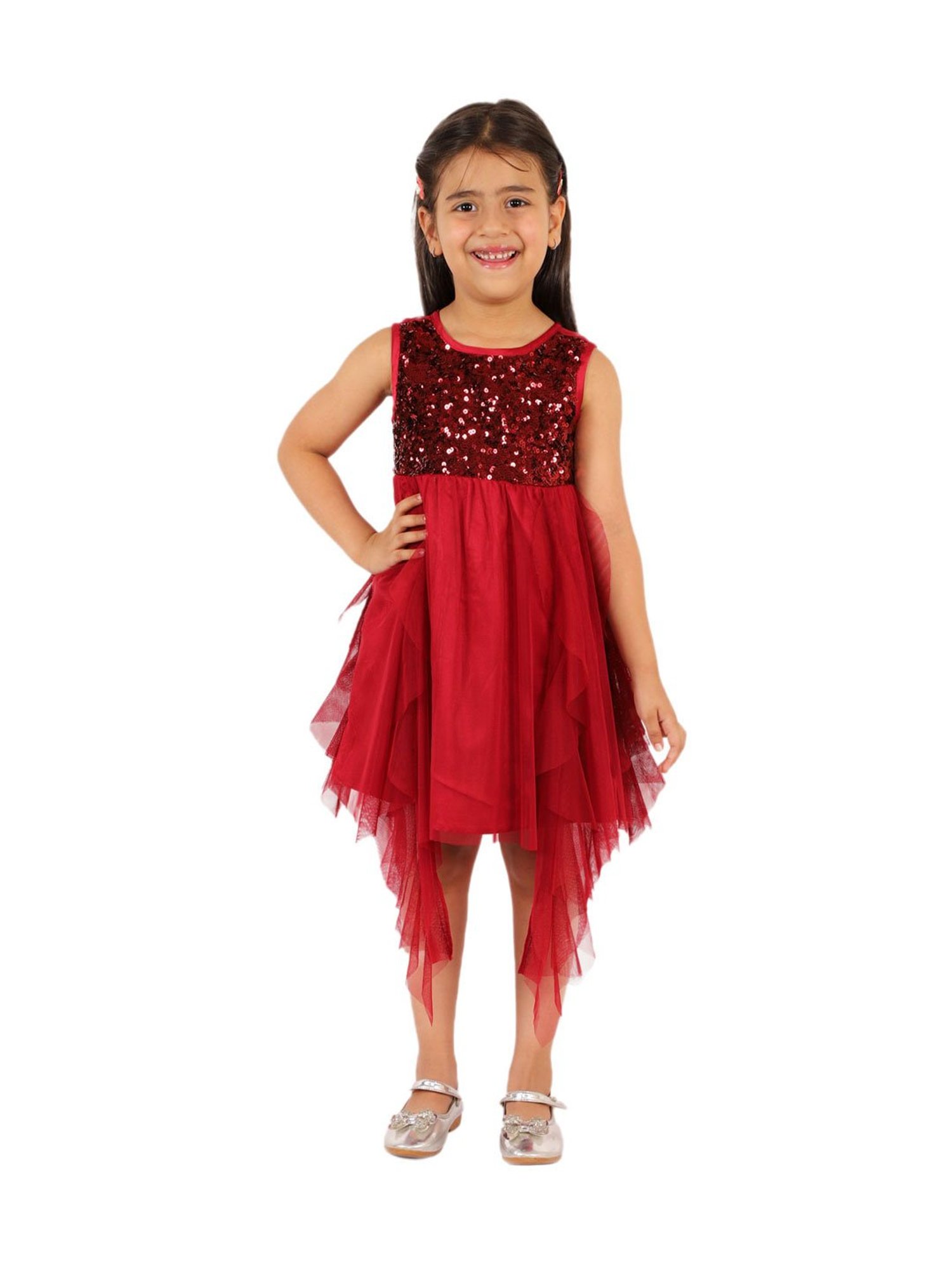 KidsDew Kids Maroon Embellished Dress