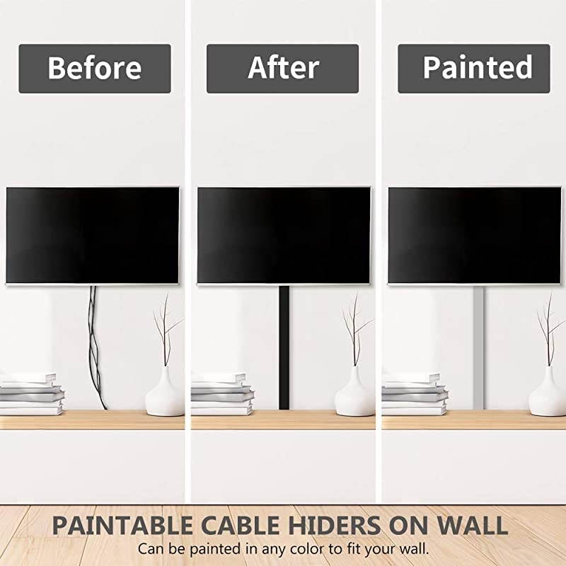 Cable Concealer 157in Cord Cover PVC Wire Molding Paintable Wire Channel to Hide a Single Power Cord Speaker Wire or TV Cables in Home or Office 10X L157in W059in H04in CC03 Black