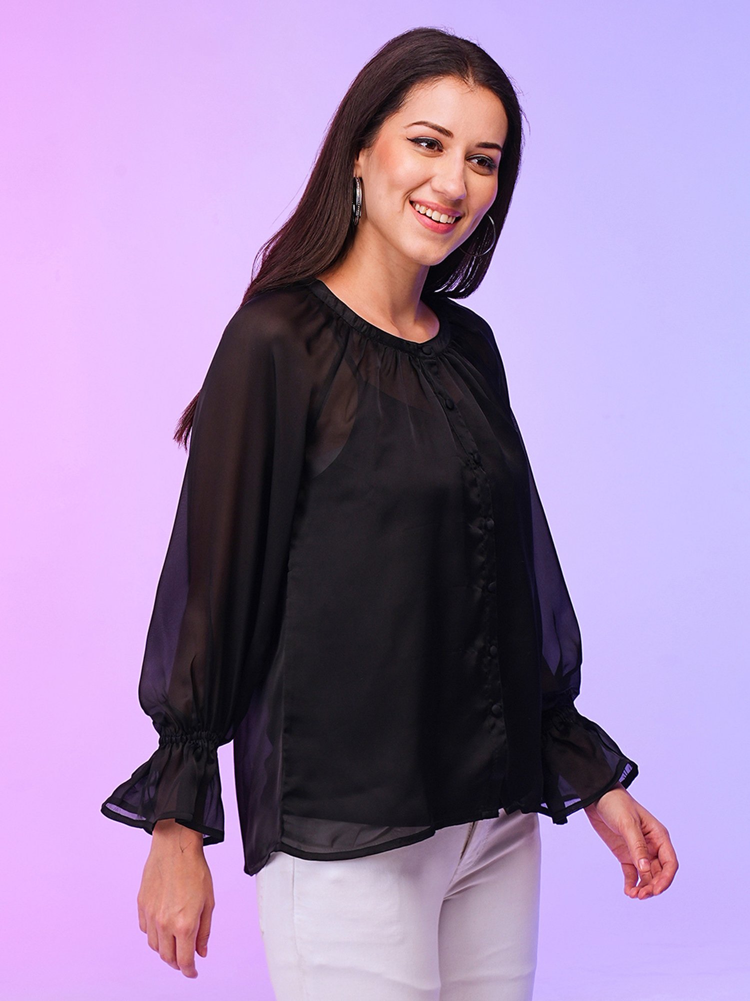 Globus Black Regular Fit Top