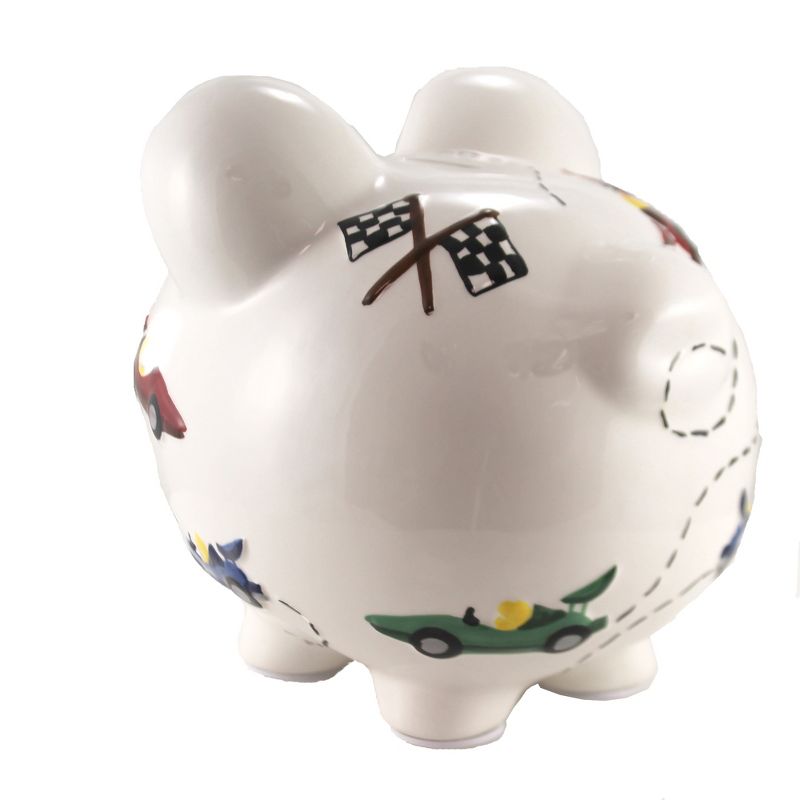 Bank 7.75" Vroom Race Car Piggy Bank Speedway Checkered Flag  -  Decorative Banks