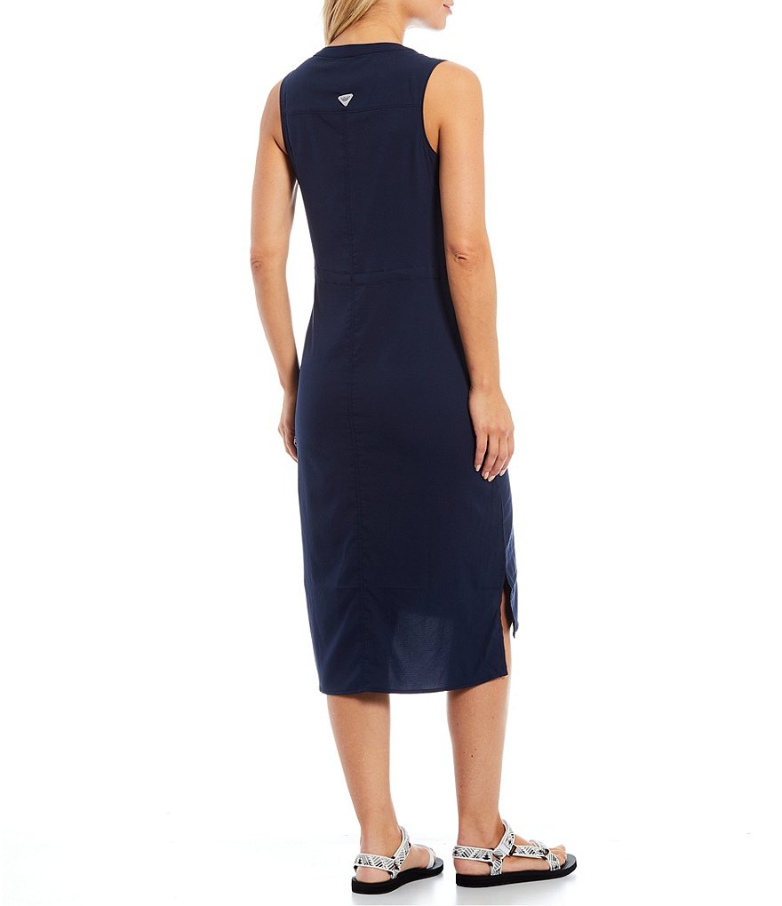 Aventura Salem Organic Cotton Crew Keyhole Neck Short Cuffed Sleeves Dress