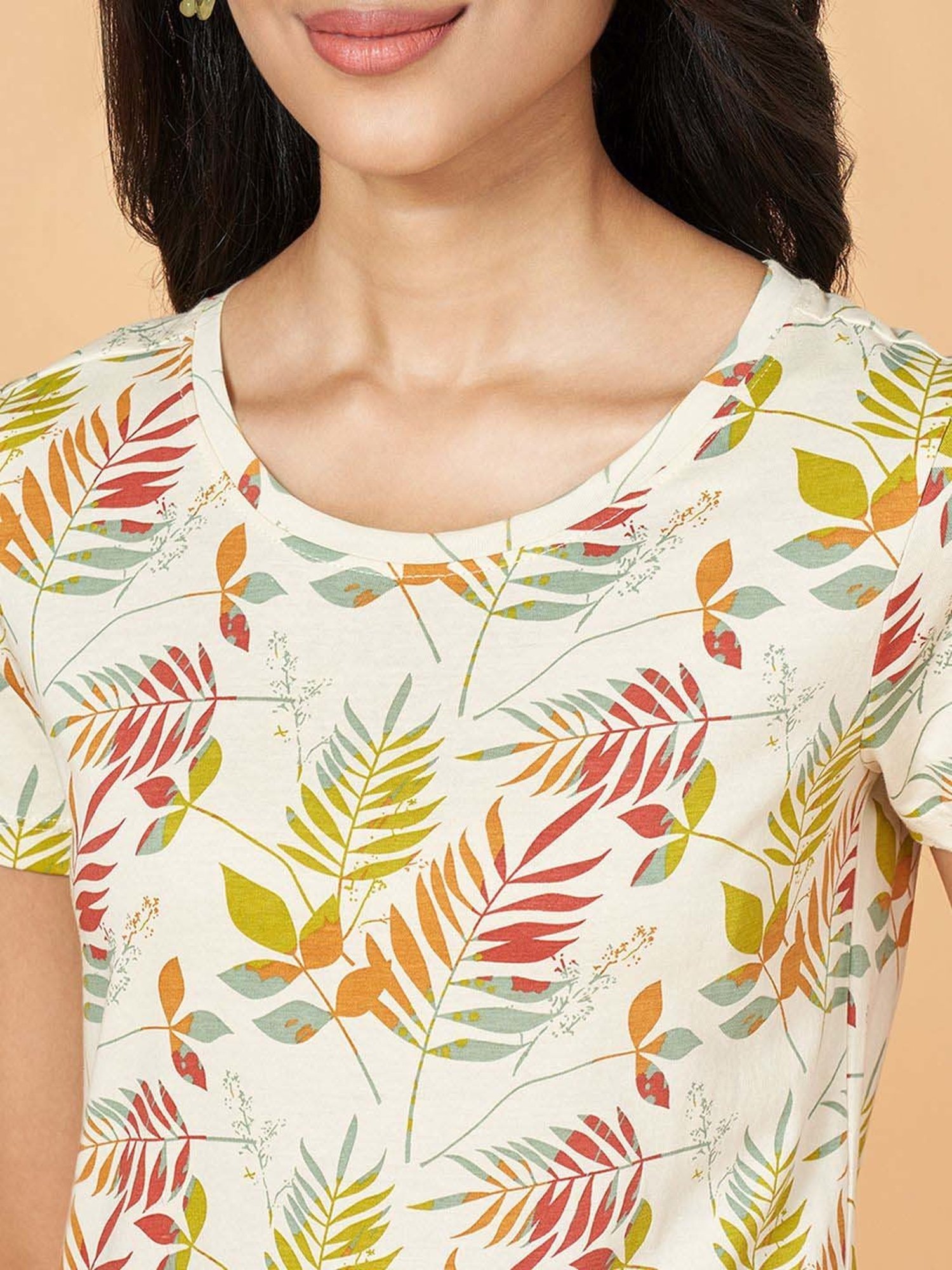 Honey by Pantaloons White Cotton Printed T-Shirt