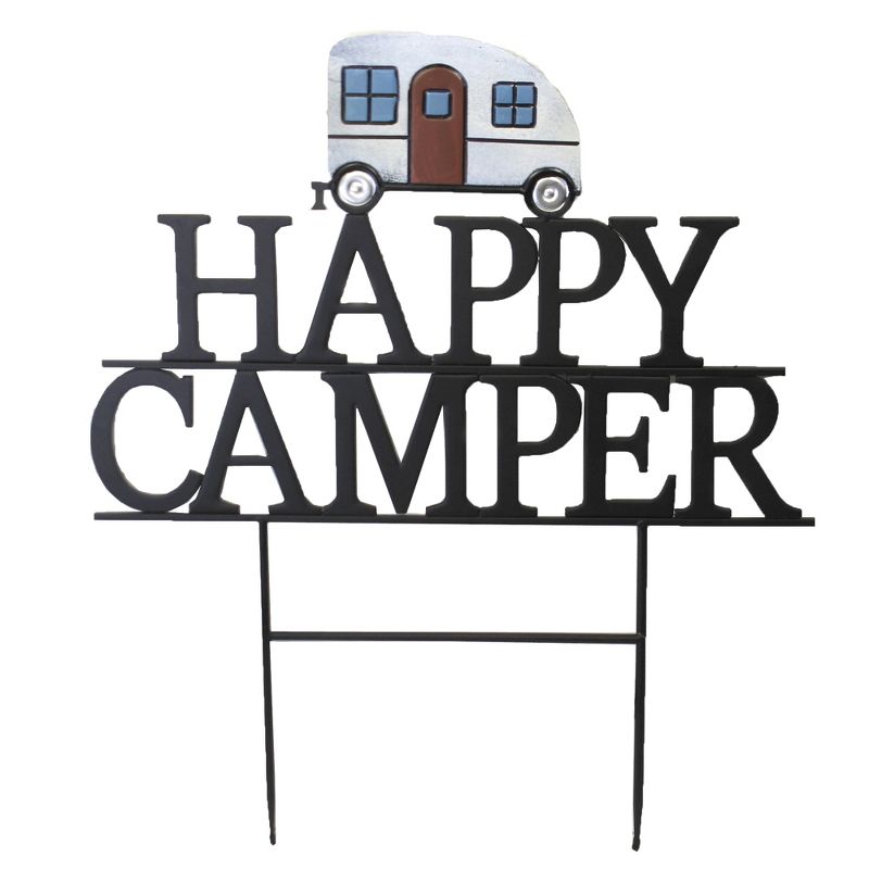 Home & Garden 26.0" Happy Camper Stake Yard Decor Vacation Travel Direct Designs International  -  Decorative Garden Stakes