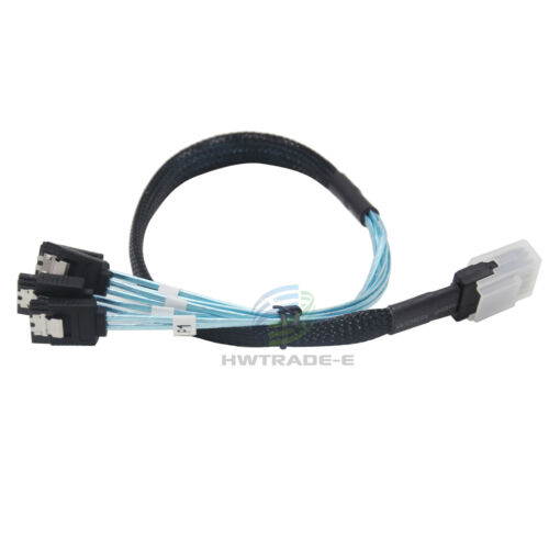 2Pcs Mini SAS SFF-8087 36Pin to 4 SATA 7Pin HD Splitter Breakout Cable 50cm Blue