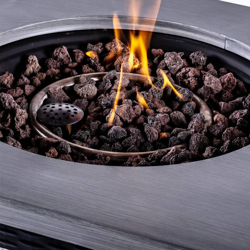 Rectangular Fire Pit With Gray Brushing Table Top and Steel Wicker Base 48" - Legacy Heating