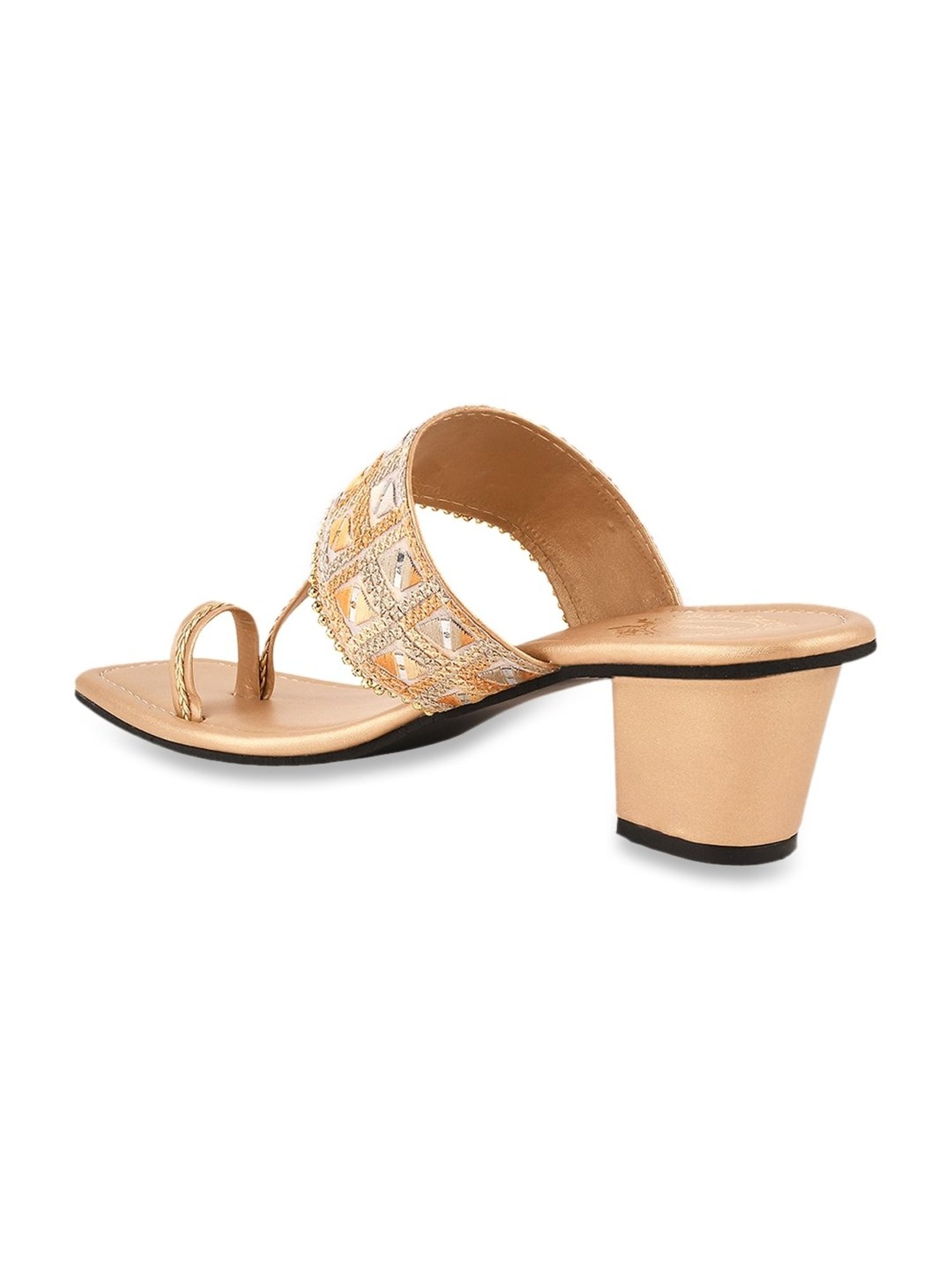 Shoetopia Women's Golden Toe Ring Sandals