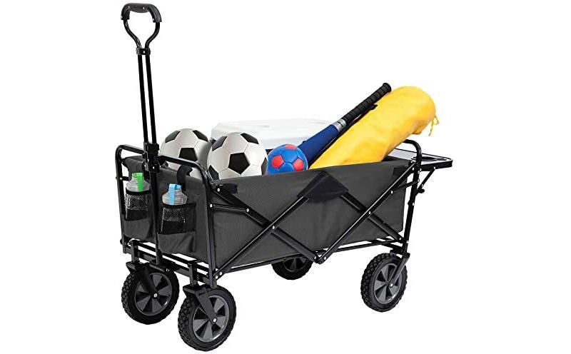 Mac Sports Beach Day Foldable Chaise Lounge Chair & Integrated Pull Cart Combo