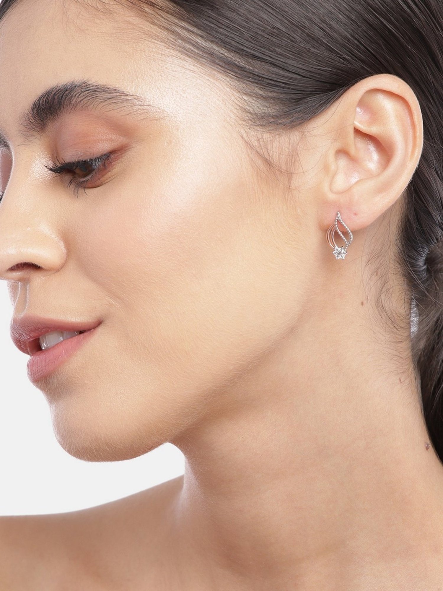 Zavya Floral Leaf Rose-Gold-Plated 92.5 Sterling Silver Stud