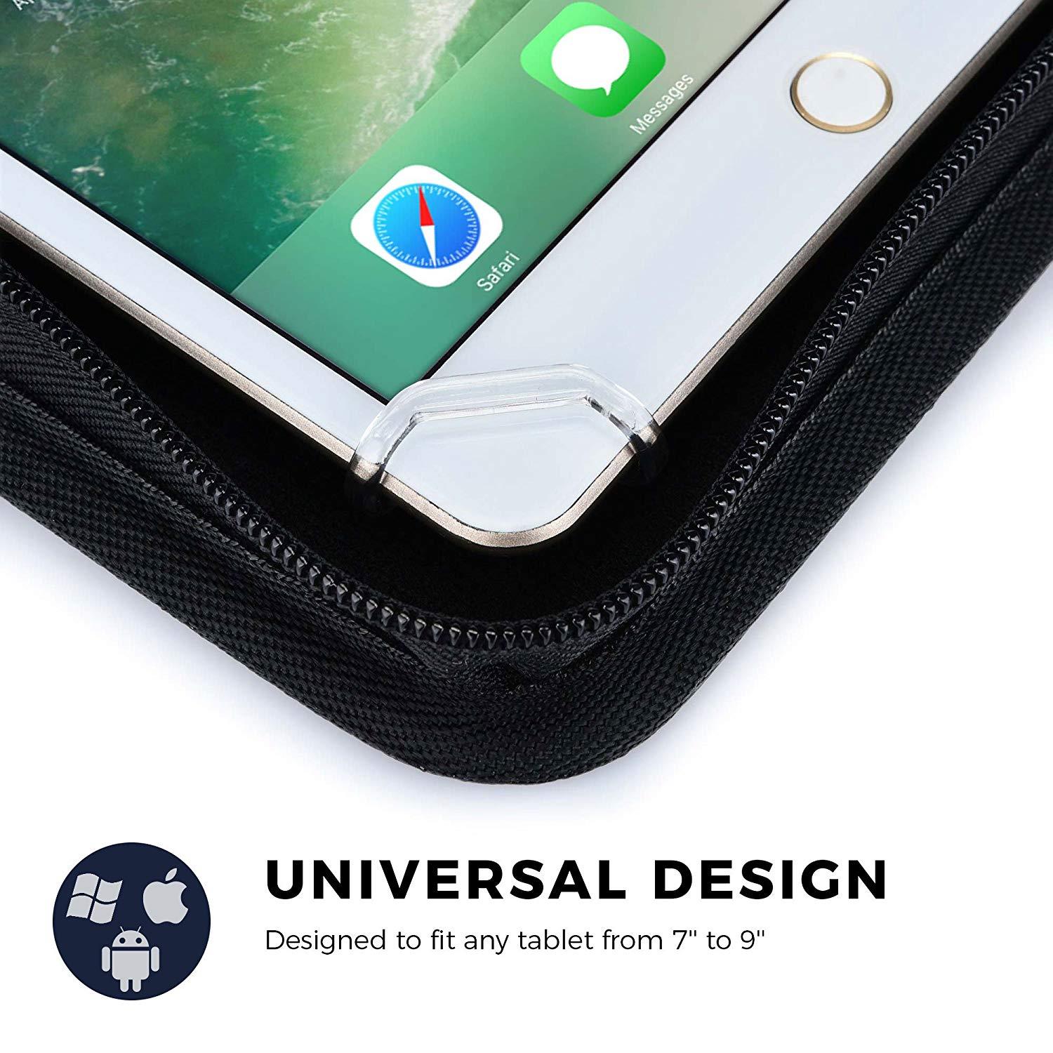 Cooper BIZMATE Padfolio Organizer case for 7" - 8" inch Tablets | Business Executive Tablet Portfolio with A5 Notepad Paper Pad | Journal Notebook Folio, Pen Holder, Card Pockets, YKK Zipper (Black)