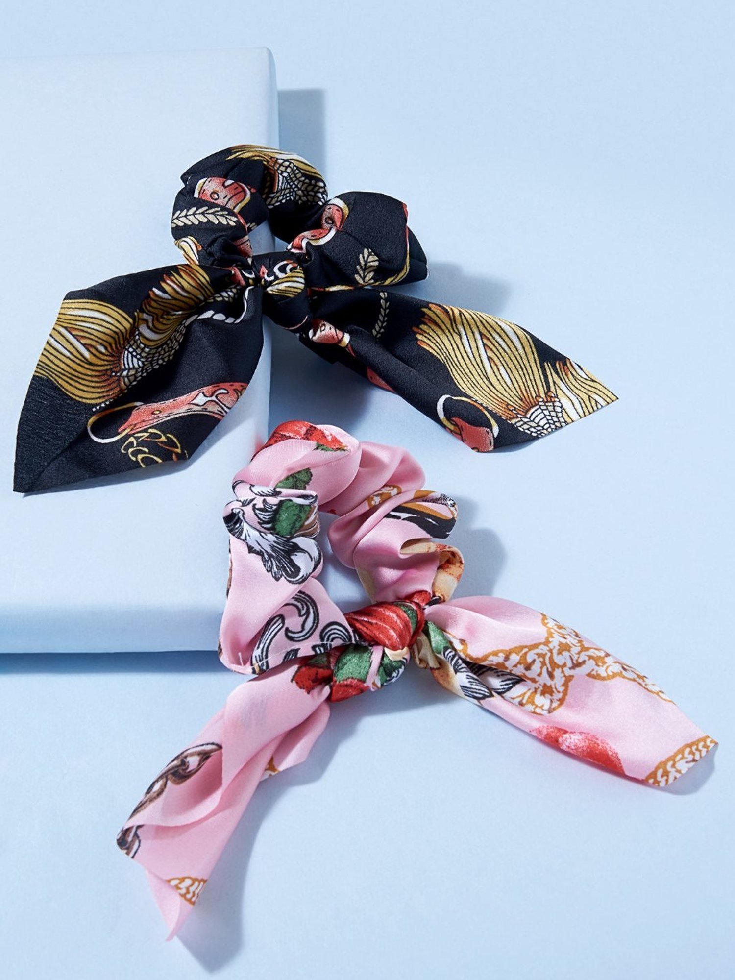 ToniQ White Printed Ponytail Holder Scrunchie