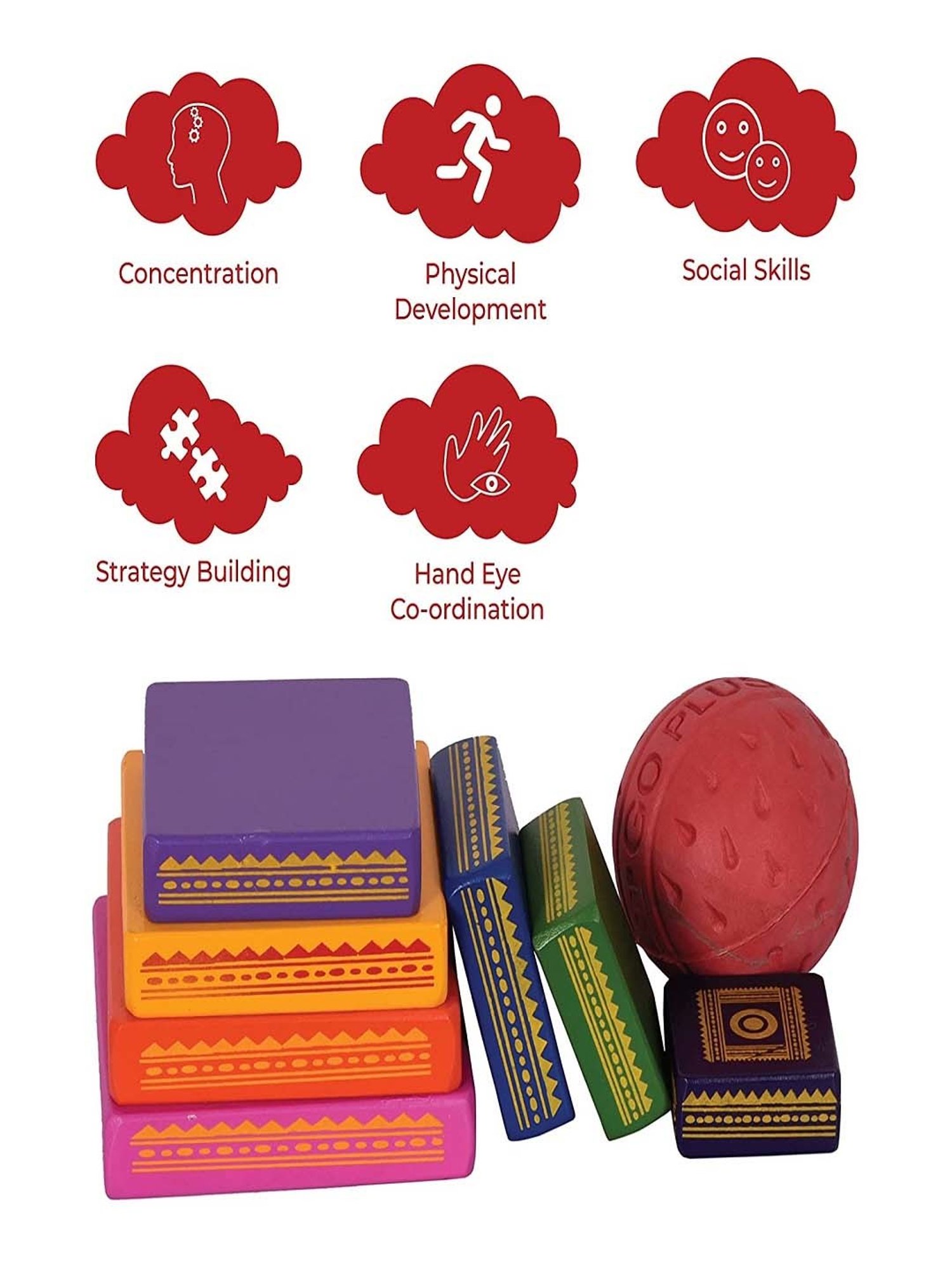 Desi Toys Kids Multicolor Wooden Seven Stone