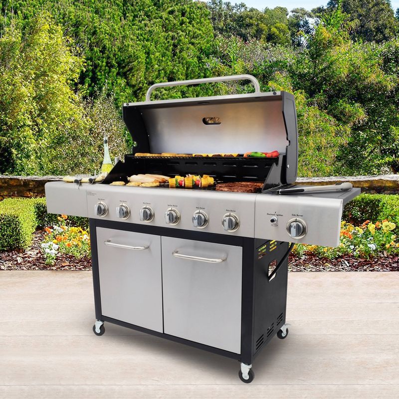 Kenmore 6-Burner XL Grill with Side Propane Gas Burner PG-40611S0L