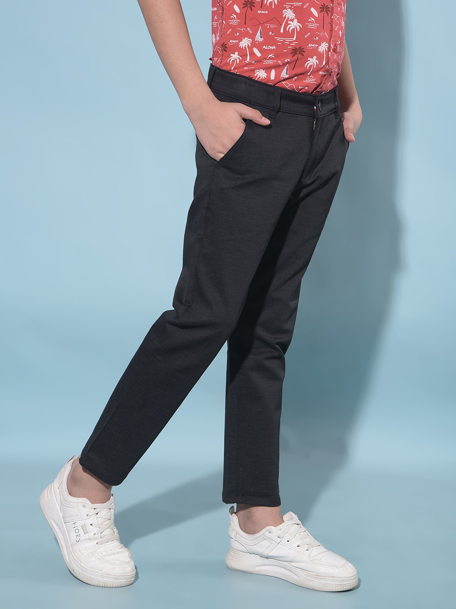 Crimsoune Club Boys Black Solid Trousers